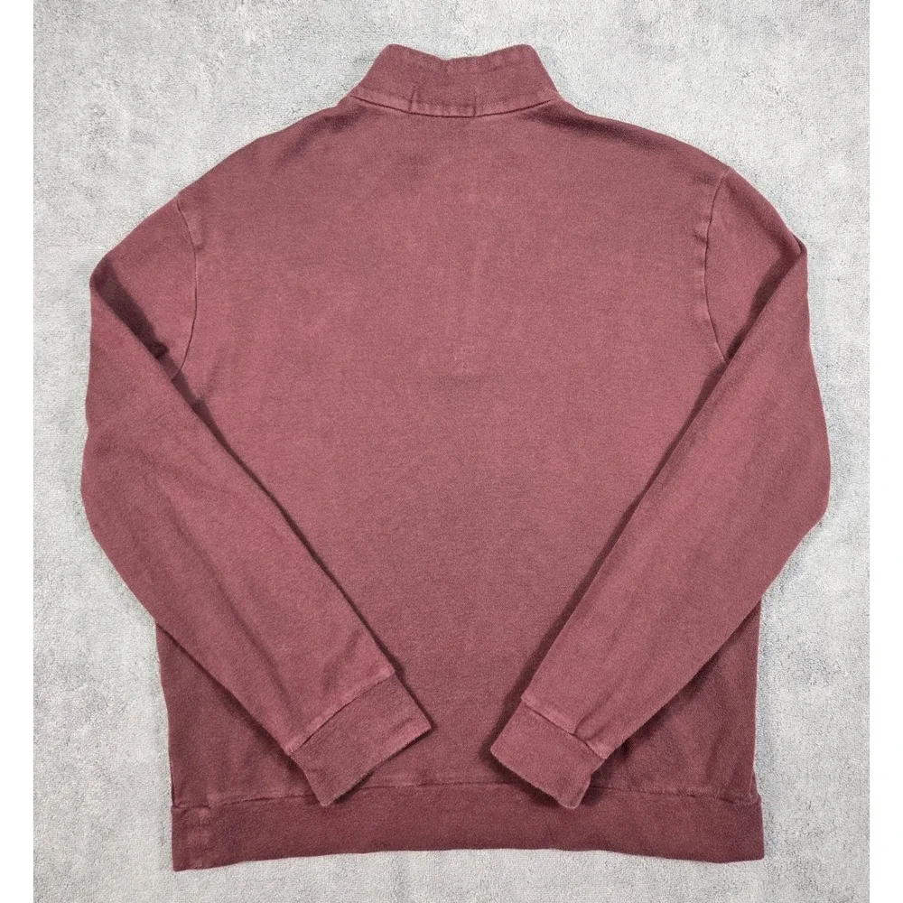 Polo Ralph Lauren Men's M Quarter Zip Pullover Sweater Burgundy Cotton Rayon